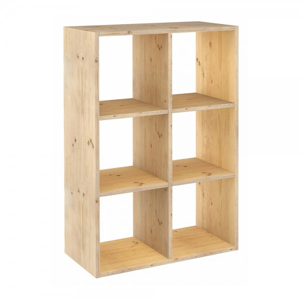 Estanteria modular 6 cubos dinamic pino macizo 70,8 x 33 x 105,4 cm