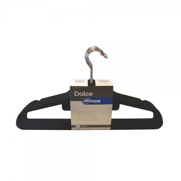 Perchas de plástico con acabado terciopelo 42 cm, 10 uds