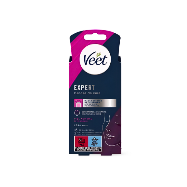 Veet bandas cera depilatoria expert para cara piel normal
