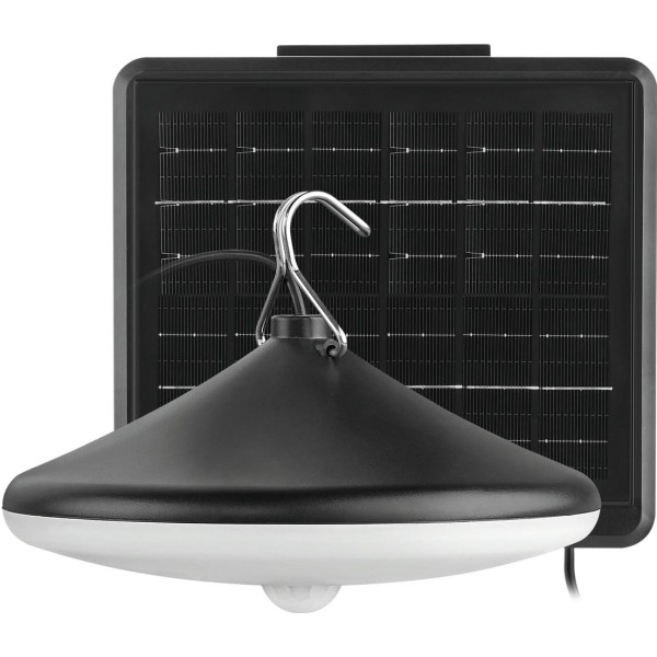 Aplique led solar ip54 c/gancho 8w.negro