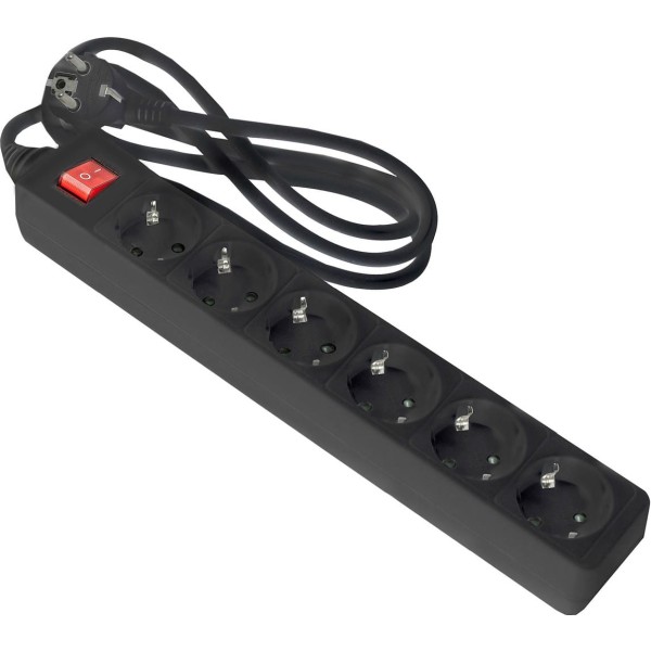 Base onlex negra 6tomas cable/int.3mt