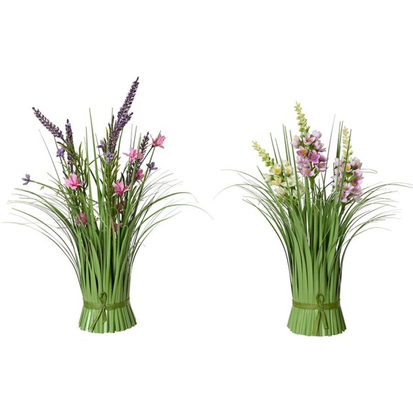 Ramo de hierba con florecitas de lavanda, poliéster, colores surtidos, 13 x 13 x 30 cm